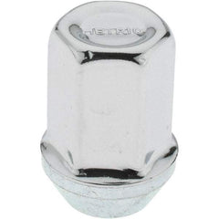 Value Collection - M12-1.5 Stainless Steel Finish Capped Wheel Nut - 19mm Hex, 32mm Overall Length, 60° Seat Angle - Exact Industrial Supply