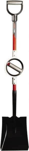 Bosse Tool - 19" High x 9" Wide Square Steel Shovel - 32" Long Aluminum Ergonomic D-Grip Handle, Turned - Exact Industrial Supply