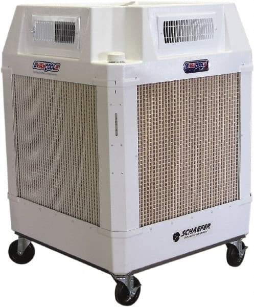 Schaefer Ventilation Equipment - 24 Gal Capacity, 1 hp, 2,460 & 1,660 CFM Evaporative Cooler - 13.7 Amp Rating, 115 Volts, 2 Speed - Exact Industrial Supply