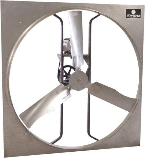 Schaefer Ventilation Equipment - 54" Blade, Belt Drive, 1-1/2 hp, 43,100 CFM, Totally Enclosed Exhaust Fan - 5/2.5 Amp, 208 to 230/460 Volt, 1 Speed, Three Phase - Exact Industrial Supply