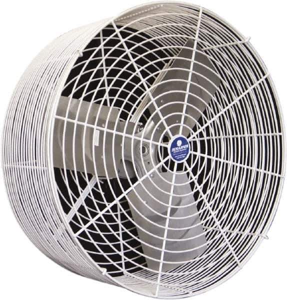 Schaefer Ventilation Equipment - 24" Blade, 1/2 hp, 7,860 CFM, Variable Speed Industrial Circulation Fan - Ceiling Mount, 1 Speed - Exact Industrial Supply