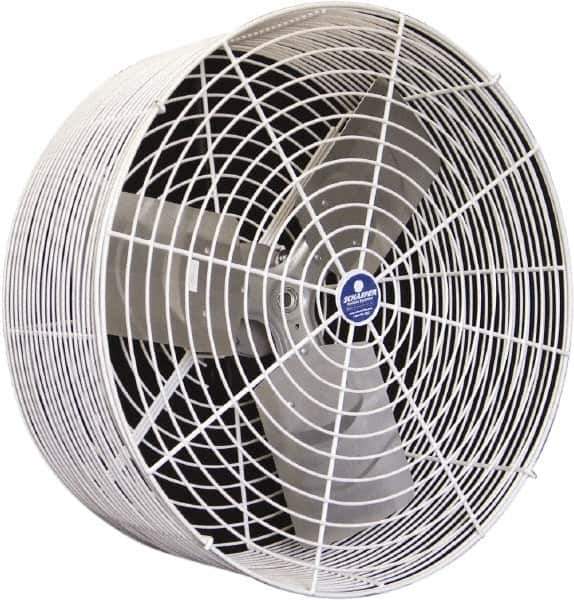 Schaefer Ventilation Equipment - 20" Blade, 1/3 hp, 5,470 CFM, Variable Speed Industrial Circulation Fan - Ceiling Mount, 1 Speed - Exact Industrial Supply