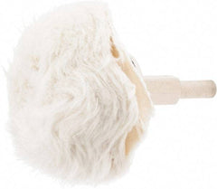 Value Collection - 2" Diam, 1/4" Shank Diam, Round End Shaped Mounted Bob - Soft Density, 2" Head Length, 2-1/2" Shank Length, Cotton Muslin - Exact Industrial Supply