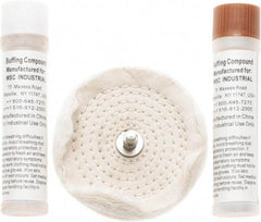 Value Collection - 4" Diam Loose Sewn, Cushion Sewn Buffing Wheel Set - 1/4" Arbor Hole - Exact Industrial Supply