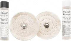 Value Collection - 4" Diam Cushion Sewn, Spiral Sewn Buffing Wheel Set - 1/2" Arbor Hole - Exact Industrial Supply