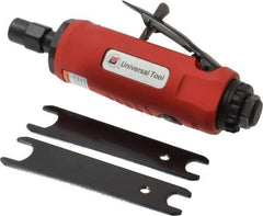 Universal Tool - 1/4" Collet, Straight Handle, Straight Air Die Grinder - 22,000 RPM, Rear Exhaust, 22 CFM, 0.9 hp, 90 psi, 1/4 NPT - Exact Industrial Supply