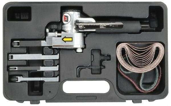 Universal Tool - 1/2 x 12 Inch, 20,000 RPM Air Belt Sander - 0.25 Hp, 1/4 NPT Inlet, 16 CFM Air Consumption - Exact Industrial Supply