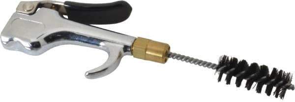 Coilhose Pneumatics - 150 Max psi Brush Tip Thumb Lever Blow Gun - 1/4 NPT, 4-1/2" Tube Length, Zinc Body, Brass Tip, Nylon Brush - Exact Industrial Supply