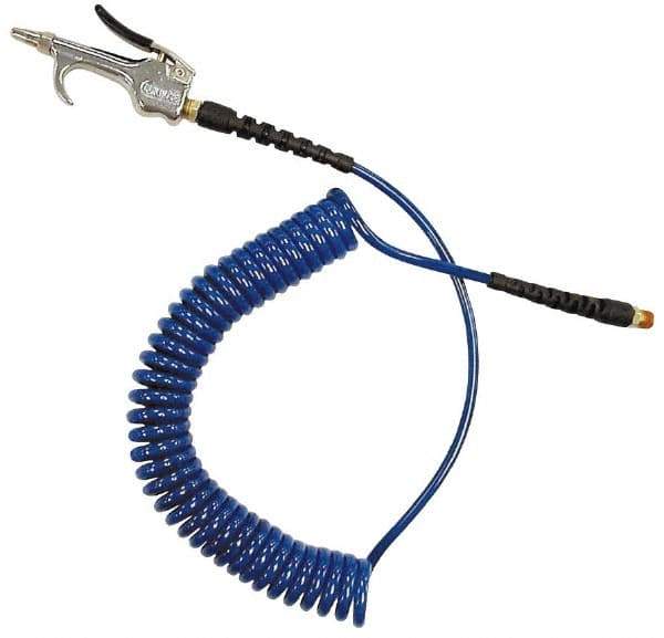 Coilhose Pneumatics - 3/16" ID Hose & Blow Gun Assembly - 15' Long Hose, 1/4" Inlet, MPT Thread - Exact Industrial Supply