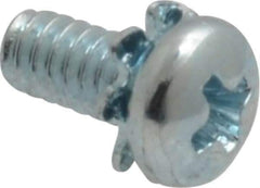 Value Collection - #4-40 UNC, 1/4" Length Under Head Phillips Drive Machine Screw - Pan Head, Grade J82 Steel, Zinc-Plated Finish, External Tooth - Exact Industrial Supply