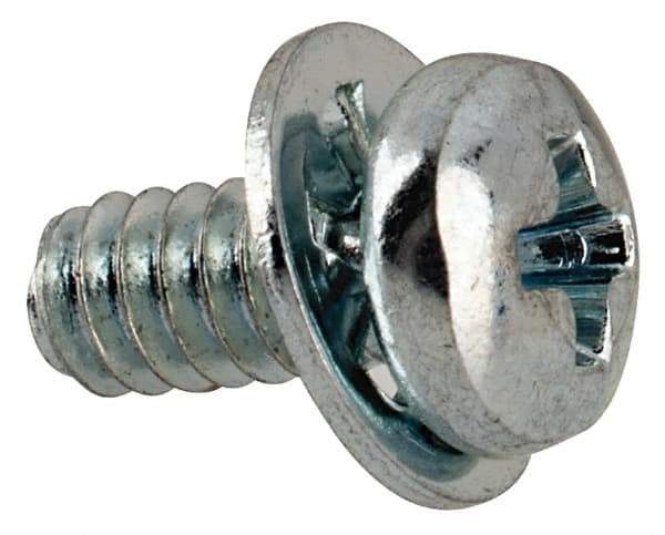 Value Collection - #4-40 UNC, 1/4" Length Under Head Phillips Drive Machine Screw - Pan Head, Grade J82 Steel, Zinc-Plated Finish, Internal Tooth - Exact Industrial Supply