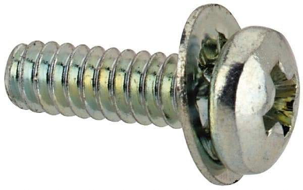 Value Collection - #4-40 UNC, 3/8" Length Under Head Phillips Drive Machine Screw - Pan Head, Grade J82 Steel, Zinc-Plated Finish, Internal Tooth - Exact Industrial Supply
