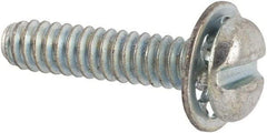 Value Collection - #4-40 UNC, 1/2" Length Under Head Slotted Drive Machine Screw - Pan Head, Grade J82 Steel, Zinc-Plated Finish, Internal Tooth - Exact Industrial Supply