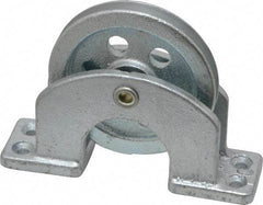 Value Collection - Single Open Upright Mount Guidance Pulley - Sheave, 2-1/2 Inch Outside Diameter, Wire Rope, 3/16 Inch Diameter, 0.144 Inch to 0.155 Inch Mounting Hole Diameter Iron, Galvanized Finish - Exact Industrial Supply