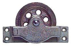 Value Collection - Single Open Side Mount Guidance Pulley - Sheave, 4-1/2 Inch Outside Diameter, Wire Rope, 3/8 Inch Diameter, 0.235 Inch to 0.246 Inch Mounting Hole Diameter Iron, Galvanized Finish - Exact Industrial Supply