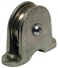 Value Collection - Single Closed Upright Mount Guidance Pulley - Sheave, 2 Inch Outside Diameter, Wire Rope, 1/4 Inch Diameter, 0.209 Inch to 0.22 Inch Mounting Hole Diameter Iron, Galvanized Finish - Exact Industrial Supply