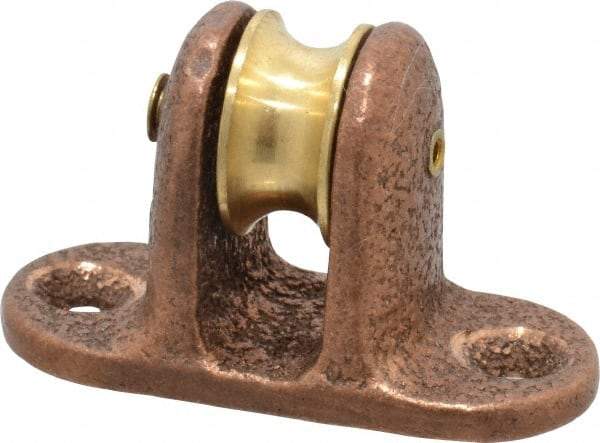 Value Collection - Single Upright Mount Guidance Pulley - Sheave, 11/16 Inch Outside Diameter, Fibrous Rope, 1/4 Inch Diameter, 0.144 Inch to 0.155 Inch Mounting Hole Diameter Bronze, Finish - Exact Industrial Supply