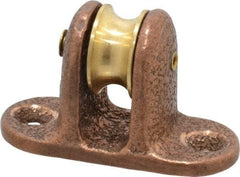 Value Collection - Single Upright Mount Guidance Pulley - Sheave, 11/16 Inch Outside Diameter, Fibrous Rope, 1/4 Inch Diameter, 0.144 Inch to 0.155 Inch Mounting Hole Diameter Bronze, Finish - Exact Industrial Supply