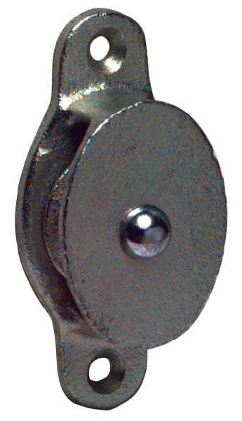 Value Collection - Single Side Side Mount Guidance Pulley - Sheave, 1-3/8 Inch Outside Diameter, Fibrous Rope, 5/16 Inch Diameter, 0.183 Inch to 0.194 Inch Mounting Hole Diameter Malleable Iron, Galvanized Finish - Exact Industrial Supply