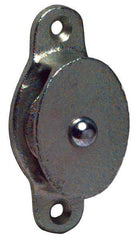 Value Collection - Single Side Side Mount Guidance Pulley - Sheave, 1-3/8 Inch Outside Diameter, Fibrous Rope, 5/16 Inch Diameter, 0.183 Inch to 0.194 Inch Mounting Hole Diameter Malleable Iron, Galvanized Finish - Exact Industrial Supply