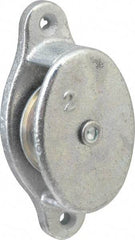 Value Collection - Single Side Side Mount Guidance Pulley - Sheave, 1-1/2 Inch Outside Diameter, Fibrous Rope, 3/8 Inch Diameter, 0.183 Inch to 0.194 Inch Mounting Hole Diameter Malleable Iron, Galvanized Finish - Exact Industrial Supply