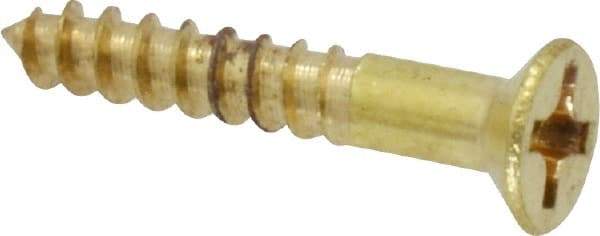Value Collection - #5, 3/4" OAL, Phillips Drive, Flat Head Wood Screw - Brass - Exact Industrial Supply