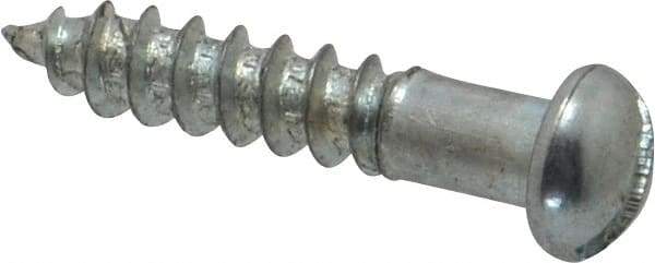 Value Collection - #5, 5/8" Length Under Head, Slotted Drive, Round Head Wood Screw - Zinc Plated Steel, Grade 2 - Exact Industrial Supply