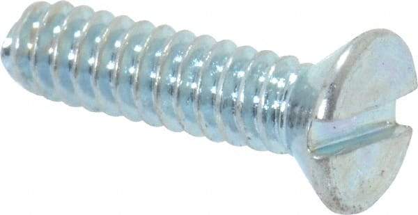 Value Collection - #4-40 UNC, 7/16" OAL Slotted Drive Machine Screw - Flat Head, Grade 2 Steel, Zinc-Plated Finish, Without Washer - Exact Industrial Supply