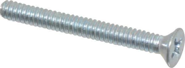 Value Collection - #4-40 UNC, 1" OAL Phillips Drive Machine Screw - Flat Head, Grade 2 Steel, Zinc-Plated Finish, Without Washer - Exact Industrial Supply