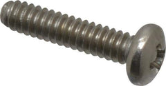 Value Collection - #4-40 UNC, 1/2" Length Under Head Phillips Drive Machine Screw - Pan Head, Grade 18-8 Stainless Steel, Uncoated, Without Washer - Exact Industrial Supply