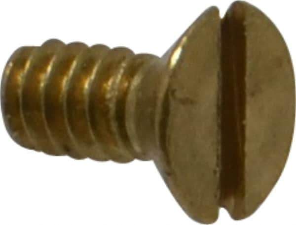 Value Collection - #4-40 UNC, 1/4" OAL Slotted Drive Machine Screw - Flat Head, Brass, Without Washer - Exact Industrial Supply