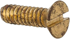 Value Collection - #4-40 UNC, 3/8" OAL Slotted Drive Machine Screw - Flat Head, Brass, Without Washer - Exact Industrial Supply