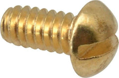 Value Collection - #4-40 UNC, 1/4" Length Under Head Slotted Drive Machine Screw - Round Head, Brass, Without Washer - Exact Industrial Supply