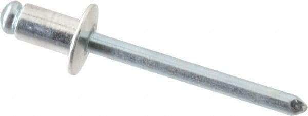 RivetKing - Size 62 Dome Head Aluminum Open End Blind Rivet - Steel Mandrel, 0.02" to 1/8" Grip, 3/8" Head Diam, 0.192" to 0.196" Hole Diam, 0.325" Length Under Head, 3/16" Body Diam - Exact Industrial Supply