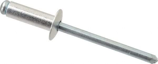 RivetKing - Size 66 Dome Head Aluminum Open End Blind Rivet - Steel Mandrel, 0.251" to 3/8" Grip, 3/8" Head Diam, 0.192" to 0.196" Hole Diam, 0.575" Length Under Head, 3/16" Body Diam - Exact Industrial Supply