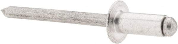 RivetKing - Size 64 Dome Head Aluminum Open End Blind Rivet - Aluminum Mandrel, 0.188" to 1/4" Grip, 3/8" Head Diam, 0.192" to 0.198" Hole Diam, 0.45" Length Under Head, 3/16" Body Diam - Exact Industrial Supply