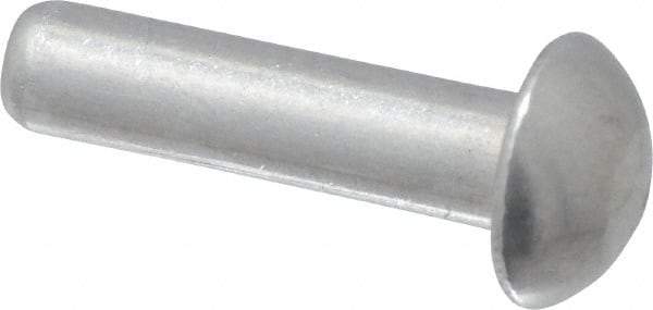 RivetKing - 1/8" Body Diam, Round Uncoated Aluminum Solid Rivet - 1/2" Length Under Head, Grade 1100F - Exact Industrial Supply