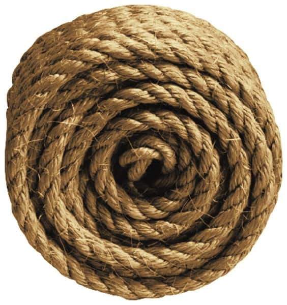 Value Collection - 100' Max Length Sisal Twisted Rope - 1/4" Diam, 48 Lb Capacity - Exact Industrial Supply