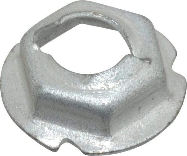 Au-Ve-Co Products - 1/4" Hole Diam, 19/32" OD, 7/16" Width Across Flats Washer Lock Nut - Zinc-Plated Spring Steel, For Use with Non Threaded Fasteners - Exact Industrial Supply