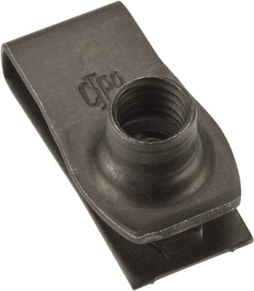 Value Collection - M8x1.25 Screw, 0.8 to 4.5mm Thick, Spring Steel Extruded Tapped Hole U Nut - 13/16" Center Edge, Black Phosphate Finish - Exact Industrial Supply
