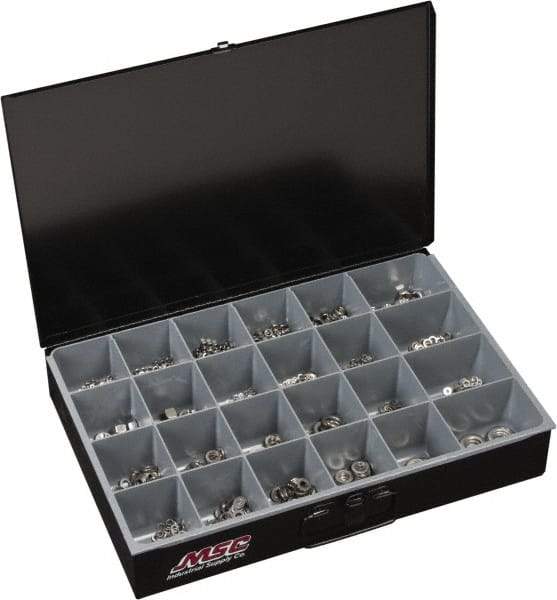 Value Collection - M3x0.50 to M16x2 Thread, 1,680 Piece Stainless Steel Nut & Washer Assortment - Grade 18-8 - Exact Industrial Supply