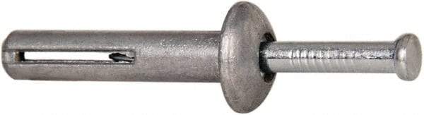 Powers Fasteners - 1/4" Diam, 1/4" Drill, 1-1/4" OAL, 1-7/8" Min Embedment Hammer Drive Concrete Anchor - Steel (Drive Pin)/Zamac Alloy (Body), Zinc-Plated Finish, Mushroom Head - Exact Industrial Supply