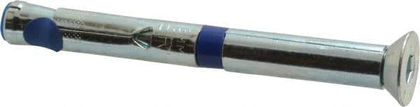 Powers Fasteners - 1/2" Diam, 1/2" Drill, 5" OAL, 1-3/4" Min Embedment Sleeve Concrete Anchor - Grade 5 Steel, Zinc-Plated Finish, Flat Head, Hex Drive - Exact Industrial Supply