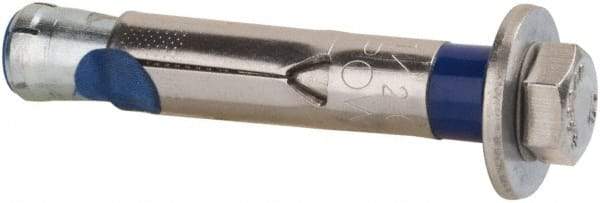 Powers Fasteners - 1/2" Diam, 1/2" Drill, 2-3/4" OAL, 2-1/2" Min Embedment Sleeve Concrete Anchor - 304 Stainless Steel, Hex Head, Hex Drive - Exact Industrial Supply