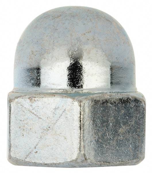 Value Collection - M16x2 24mm Width Across Flats, Zinc Plated, Steel Acorn Nut - 28mm Overall Height, Grade 2, DIN 1587 - Exact Industrial Supply