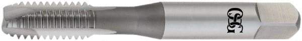 OSG - 5/16-18 UNC, 2 Flute, Oxide Finish, High Speed Steel Spiral Point Tap - Plug Chamfer, Right Hand Thread, 2-23/32" OAL, 1-1/8" Thread Length, 0.318" Shank Diam, Series 105H - Exact Industrial Supply