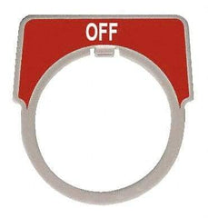 Square D - Half Round, Aluminum Legend Plate - Off - Red Background, White Letters, 1.18 Inch Hole Diameter - Exact Industrial Supply