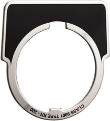 Square D - Metal Legend Plate - Jog - Black Background, White Letters, 30mm Hole Diameter - Exact Industrial Supply