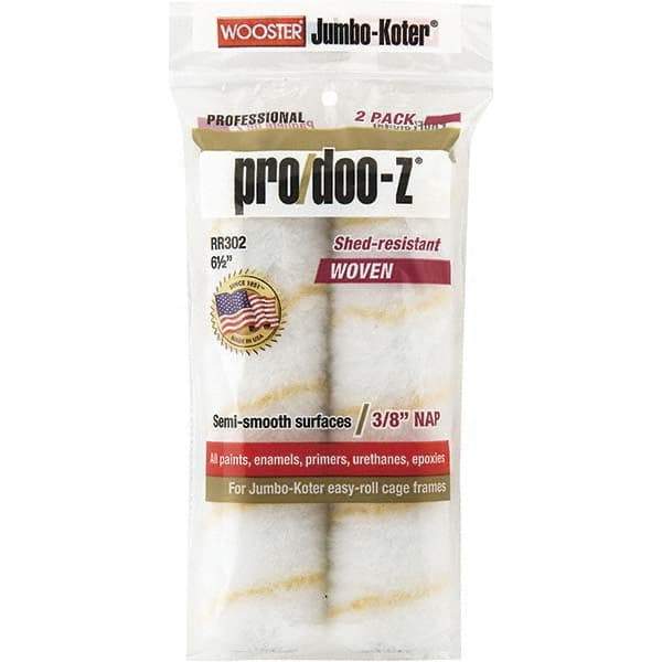 Wooster Brush - 3/8" Nap, 6-1/2" Wide Paint Mini Roller Covers - Medium Texture, Woven - Exact Industrial Supply