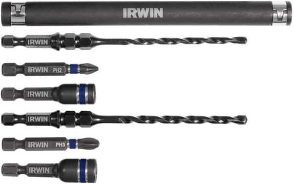 Irwin - 7 Piece 3/16" & 1/4" Concrete Anchor Installation Kit - For Use with Impact Drivers and Rotary Drills - Exact Industrial Supply